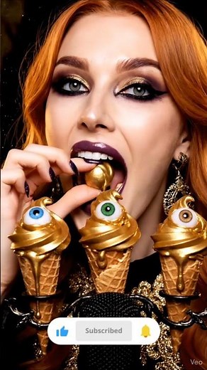 ASMR EATING GOLDEN EYES 👁️ Soft Creamy Mouth Sounds | Dark Fantasy Mukbang#shrots