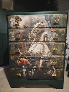 Upcycled Hand Painted and Decoupaged Vintage Wooden Chest of Drawers - Etsy UK