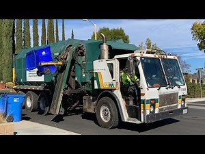 Waste Management Revving Mack Amrep Side Load Garbage Truck