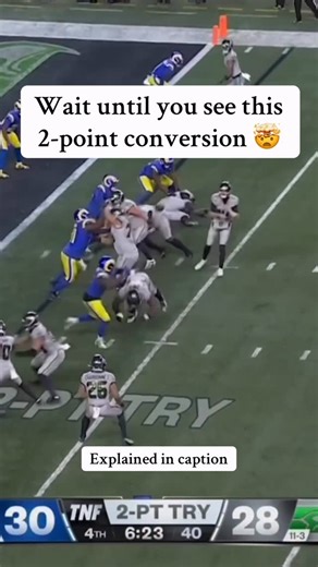 Your Sports BFF on Instagram: "The craziest 2-point conversion we’ve seen… maybe ever! The Seahawks score late against the Rams and go for two to keep their comeback alive. On the conversion attempt, the pass hits the ground and looks incomplete. Play over… or so everyone thinks. But after review, officials rule the throw was actually a backward pass, not a forward one. Here’s the rule part that matters: a backward pass is a live ball. If it hits the ground, it’s treated like a fumble, not an in