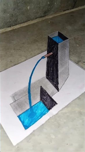 🎨 Amazing 3D Water Flow Illusion Drawing | Mind-Blowing Trick Art!