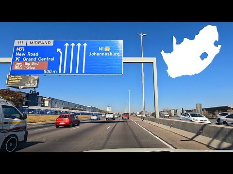Drive on the N1 Highway to Sandton, Johannesburg