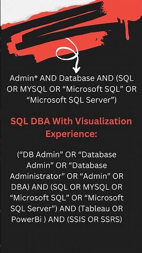 SQL DBA Boolean String | Database Administrator Search String 👍👍✍️👩🏻‍💻#booleansearch #shorts