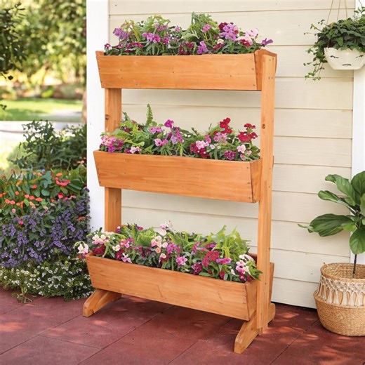 4 Tier Wooden Raised Garden Bed Planter, Vertical Herb Stand, Outdoor Vegetable Ladder Planter - Etsy