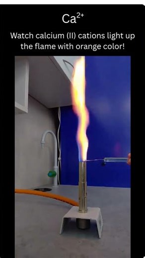 Flame test of calcium (II) cations