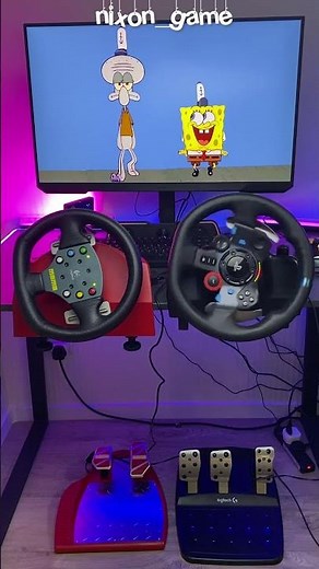 Logitech G29 vs Logitech MOMO #spongebob #logitechg29 #logitech #steeringwheel #gaming