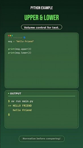 Python Text Trick: Uppercase & Lowercase Explained 🐍 #python #learnpython #coding #shorts