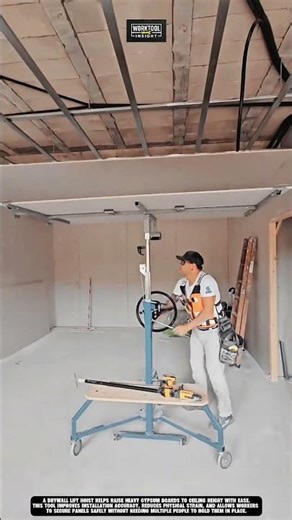 Lifting ceiling drywall using Work tool Adjustable Drywall Lift Hoist #tool #worktool