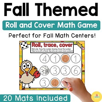 Fall Roll & Cover Math Game | Trace, Count & Play for Pre-K & Kindergarten