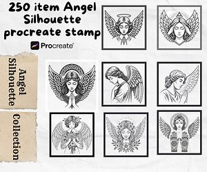 250 Angel Silhouette Brush Stamps for Procreate & Photoshop (Digital Download)