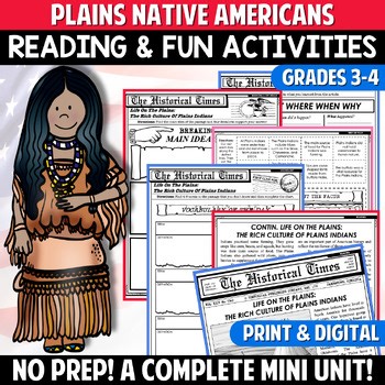 Plains Native Americans Reading   Activities, Social Studies, 3rd Grade Packet