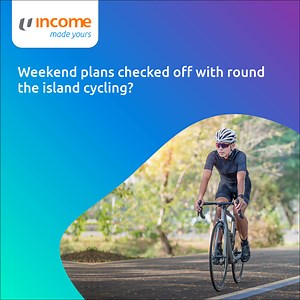 Are you enjoying round the island cycling with your buddies? 🚴‍♀️ 🚴‍♀️ Whether you're building up your fitness or spending time with your riding buddies, knowing you are covered in the event of an unexpected fall or accident gives you added peace of mind and confidence! Safeguard your ride with Income's PA Secure Insurance. | Income