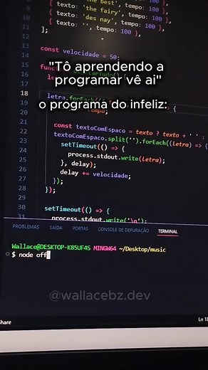 Wallace Bezerra | Desenvolvedor | Criador de Sites | Apps | Tech on Instagram: " código de milhões esse  . . . . #dev #developer #coding #javascript #tech #code #music #tecnologia #ads #app #meme"