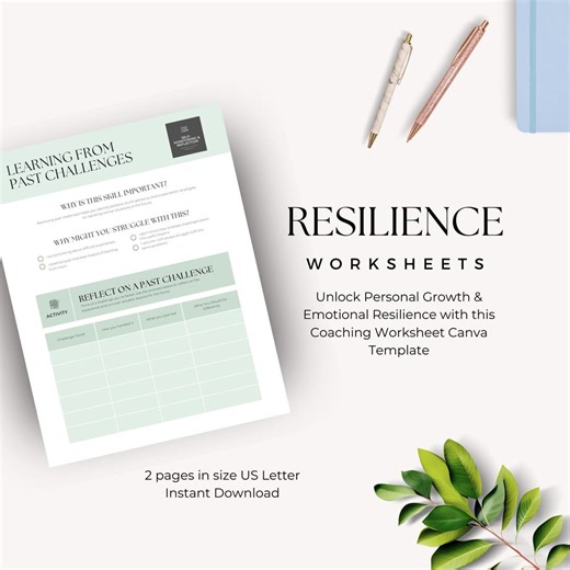 Resilience Coaching Worksheet, Growth Mindset Therapy Worksheet, Life Coach Printable, Coping Skills PDF, Self Reflection Activity - Etsy