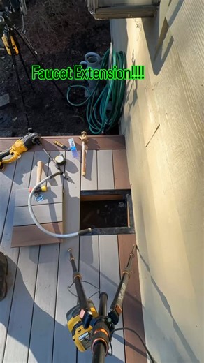 Jason Russell on Instagram: "Adding an extension to the hose bib so the client doesn’t need to remove the hatch every time the hose needs to be used. Using a @dewalttough hole hog and a brand new @us4.pro boring bit."