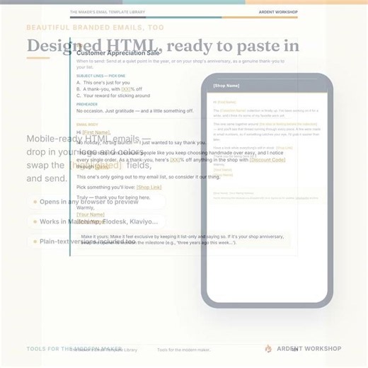 100 Email Templates for Handmade Sellers | The Maker's Email Template Library
