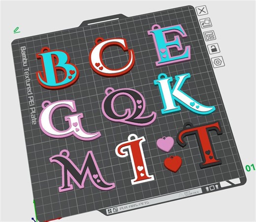STL File for 3D Printer: Letters KEYCHAIN, Whole Alphabet Letters Keychain Plus a Heart Charm, Initials, 3D DIGITAL File. Instant Download. - Etsy