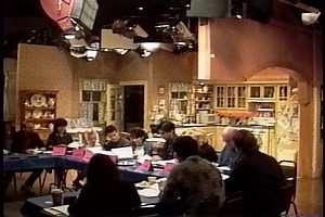 Here's a clip from the last table read of the first season. The table read is the beginning of the work week and it's the only time the cast reads the script out loud from beginning to end! You can hear the laughs and you can see Patricia Heaton quickly tending to one of her own kids who is on the set. | Everybody Loves Raymond 360
