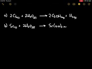 SOLVED:Write a balanced equation for the reaction that occurs in each of the following cases: (a) Cesium is added to water. (b) Strontium is added to water. (c) Sodium reacts with oxygen. (d) Calcium reacts with iodine.