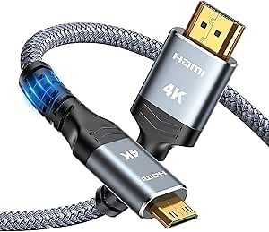 Highwings Mini HDMI to HDMI Cable 6FT, (4K 60Hz) High Speed HDMI to Mini HDMI Male Bi-Directional 2.0 Cord, for HDTV, Tablet, Camera and Camcorder [Aluminum Shell, Nylon Braided]