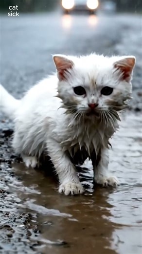 Cat Fighting to Survive Stray Cat Lost on the Street in the Rain #cat