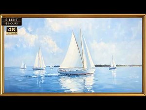 Sailboats on Calm Water Frame TV Art 4K | Hamptons Coastal Decor | Silent 4 Hours