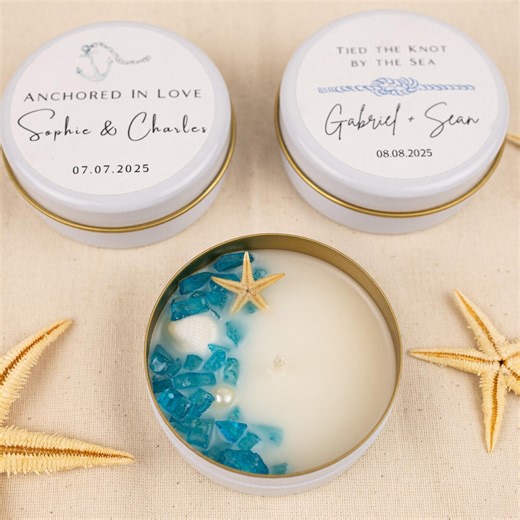 Custom Summer Wedding Candle Favors, Personalized Beach Wedding Gifts for Guests, Bridal Showers, Welcoming Reception - Etsy
