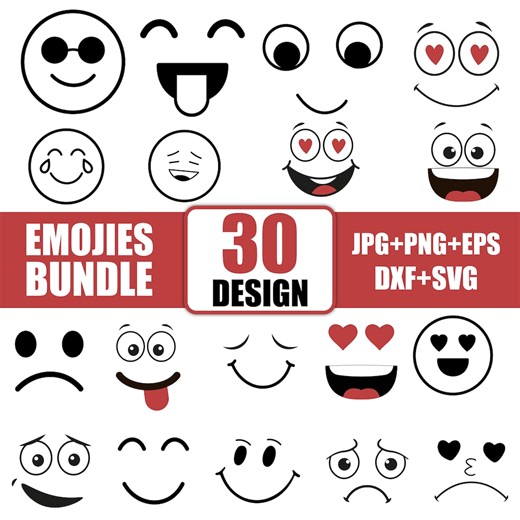 Emoji Faces SVG Bundle: 150 Kawaii Stickers (digital Files) - Etsy Canada