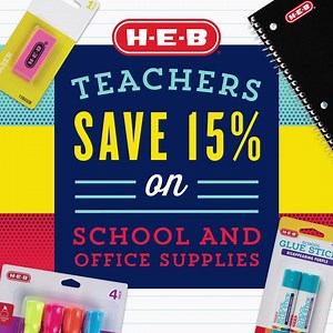64K views · 7.8K reactions | Teachers, sign up to receive a coupon for 15% off school and office supplies. Whether you teach online or in a classroom, back to school starts here | H-E-B | Facebook