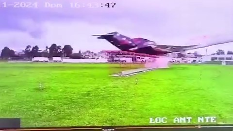 Cargo plane hits airport radio antenna as it takes off in Colombia