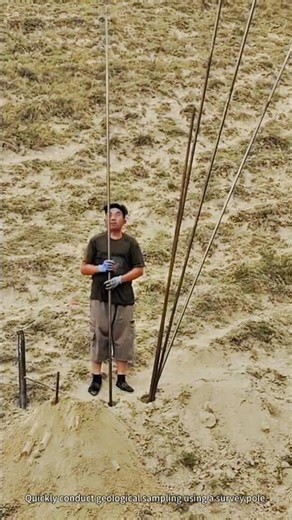 Quickly conduct geological sampling using a survey pole.