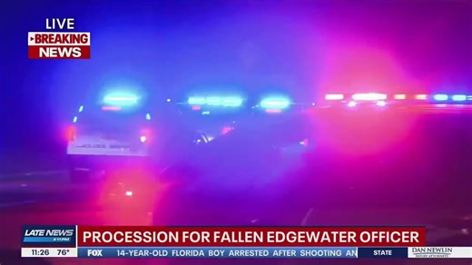 Procession for Edgewater Police Officer shot, killed at Circle K