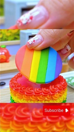 rainbow cake! #cake #cakes #cakeshorts #minicake #miniaturecake #miniature #minifood #mini #mini