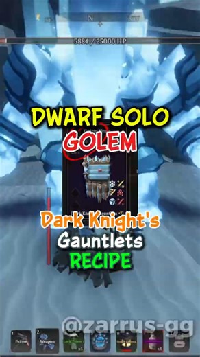 The Forge Dark Knight's Gauntlets Recipe Dwarf Solo Golem (Roblox)