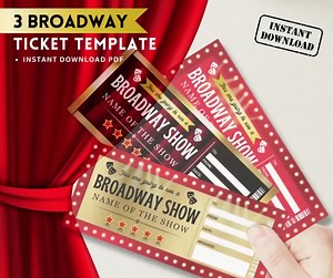 Broadway Show Gift Tickets, Printable Digital Templates (instant Download) - Etsy