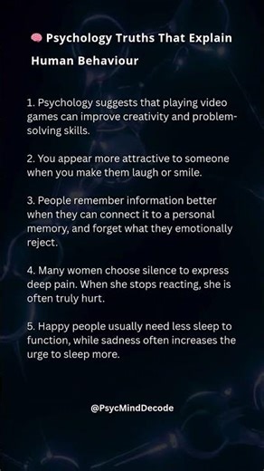Psychology Truths That Explain Human Behaviour 🧠 #psychologyfacts #mindfacts #humanbehavior