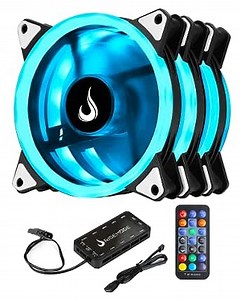 3X Computer Case Cooler Fan - Rise Mode USA - Smart -120mm - RGB - 12v Motherboard - Remote Controller