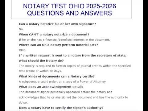 NOTARY TEST OHIO 2026-2027 QUESTIONS AND ANSWERS