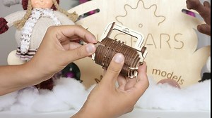 Ugears Combination Lock - DIY 3D Wooden Puzzles for Adults Cryptex - Create Your Own Secret Code - Inspired by The Da Vinci Code DIY Model Kits for Adults to Build - 34 Pcs