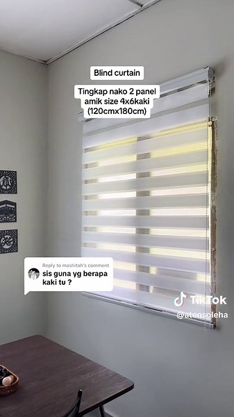 Replying to @mashitah size 4x6kaki ngam ngam dekat tingkap nako 2 panel 🩷 #blindcurtain #zebrablinds #blindzebra #blind