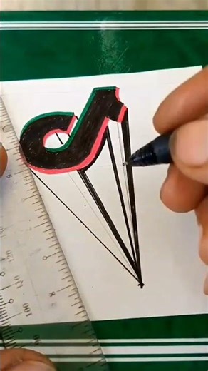 "how to draw 3d TikTok logo".#3dartdrawing #3dillustration #howtodraw