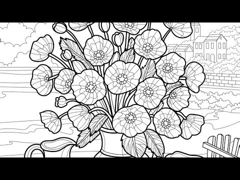 Color by Numbers With Me Peaceful Blue Flowers | Zen Color Music | Zen Color Gameplay #coloringbook