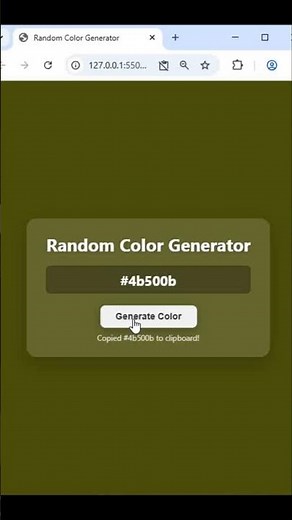 Random Color Generator Using HTML CSS & JS || Random Color Generator in JS #shorts
