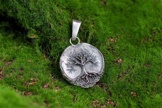 Sterling Silver Tree of Life Pendant, Celtic Coin Pendant, Unique Protection Gift, Gothic Fantasy Amulet - Etsy UK