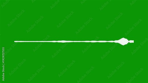Audio waveform spectrum lines, white digital sound frequency animation, music equalizer visual effect, voice over recording graphics, clean minimalist wave motion, green background 4k