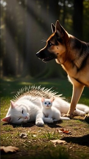 Porcupine Attack on Cat and Kitten | German Shepherd Hero Rescue🐶