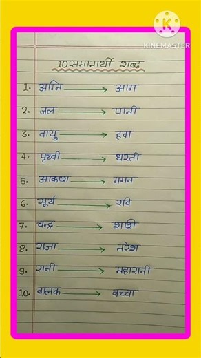 10 समानार्थी शब्द हिंदी में | Paryayvachi Shabd in Hindi | Synonyms in Hindi Grammar