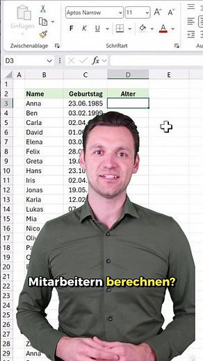 Das Alter in Excel berechnen ⚡️🚀 #excel #tipps #karriere #microsoft