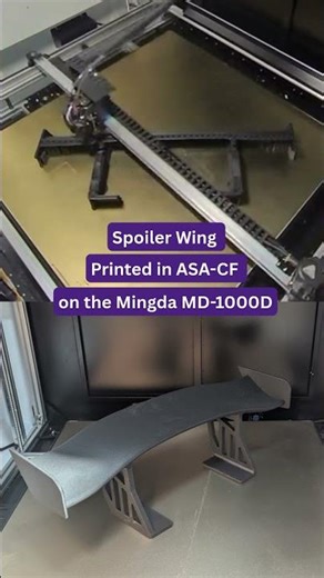 Car Rear Spoiler Wing Printed in ASA CF on the MD 1000D #additivemanufacturingl #3dprintingservice