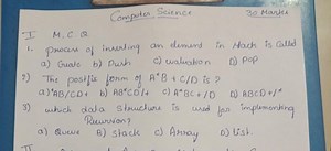 Process of inserting an element in Stack is called:a) Greate ... | Filo